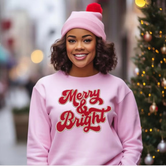 Red Merry and Bright Chenille Sweatshirt