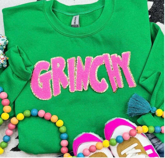 Pink Grinchy Chenille Patch