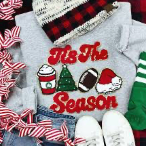 Tis-The-Season Football Chenille Patch