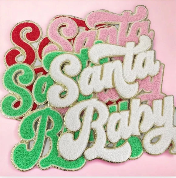 Green Santa Baby Chenille Patch