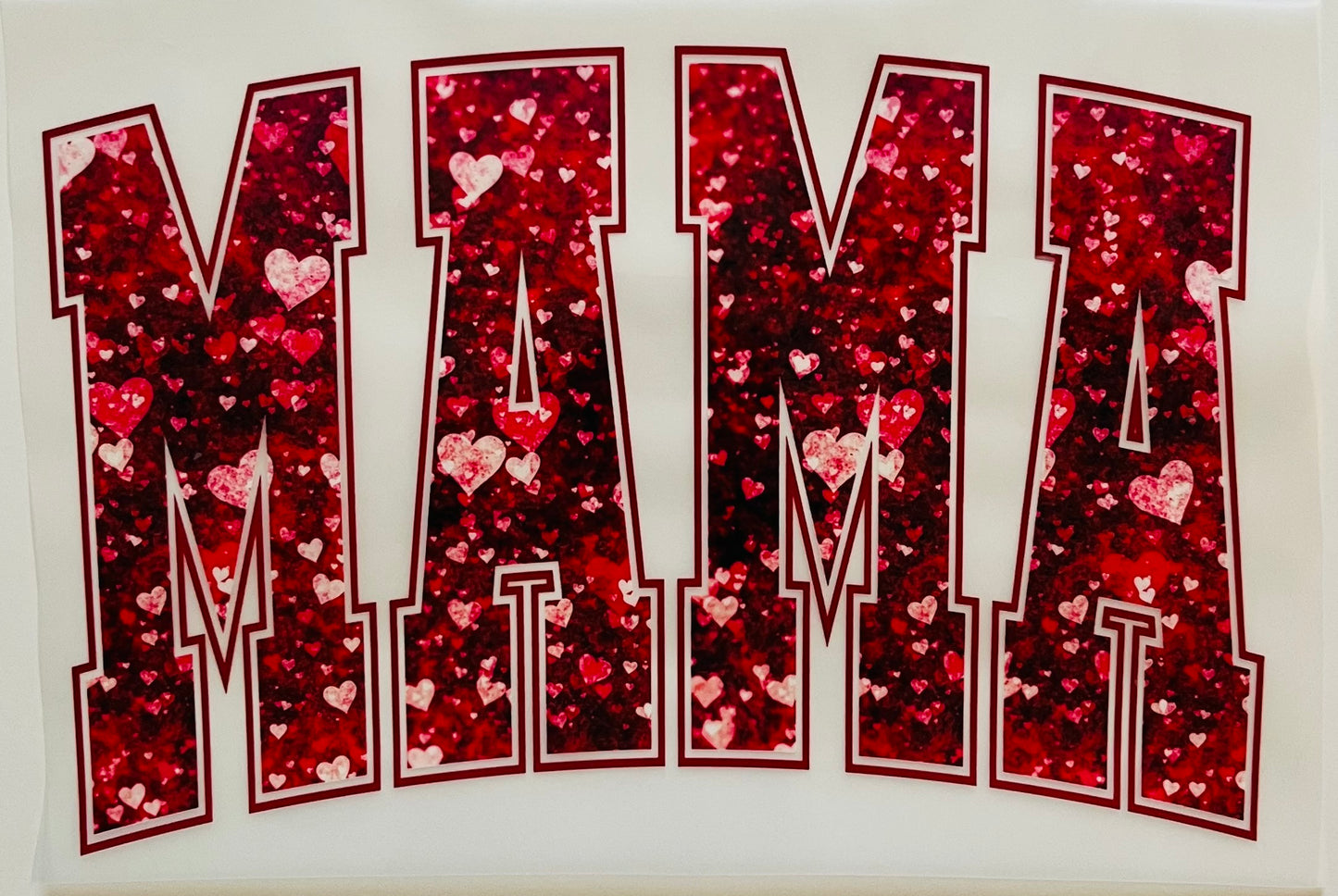 Red with Hearts MaMa DTF Transfer