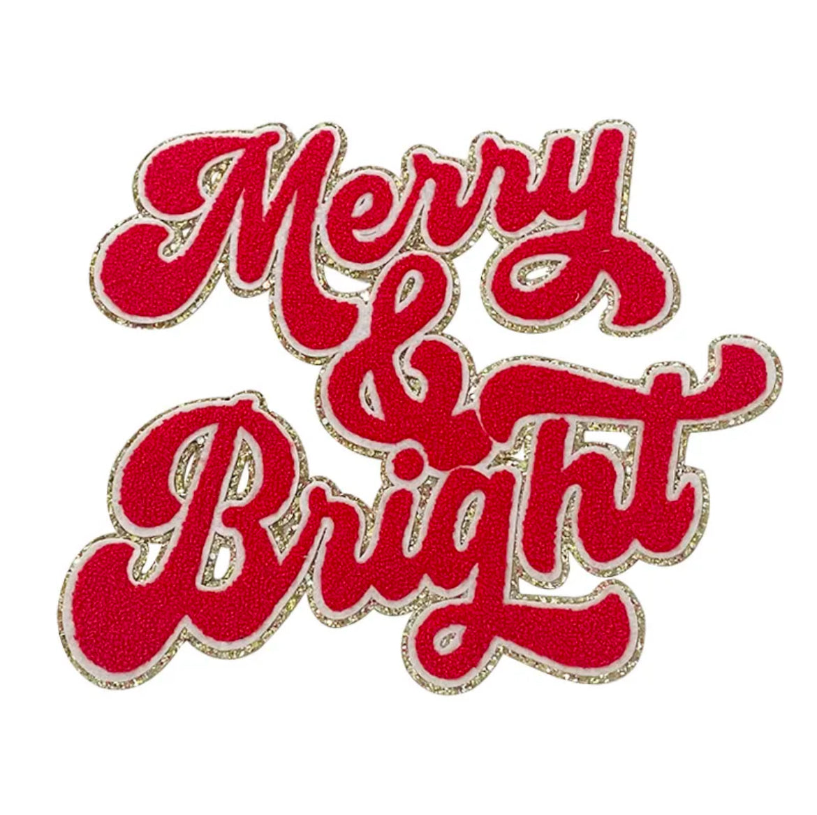 Red Merry & Bright Chenille Patch